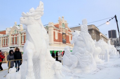 XX Сибирский фестиваль снежной скульптуры в городе Новосибирске